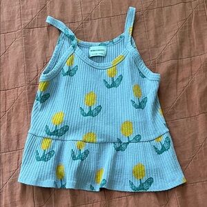 Bobo Choses Light Blue Kids Camisole with Yellow and Green Floral Design
